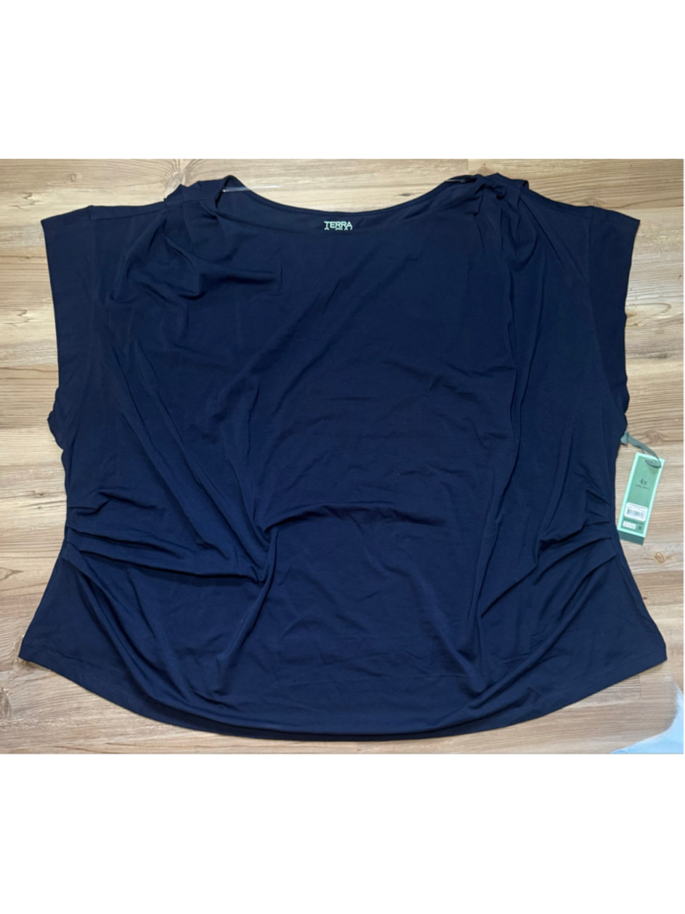 Women's Terra & Sky Navy Short Sleeve Tee, Size 4X